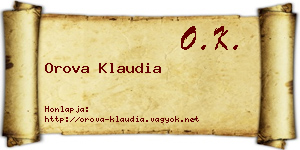 Orova Klaudia névjegykártya